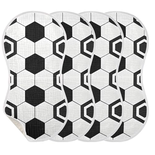 Soccer Print Muslin Burp Cloths 2 Pack - Extra Large 22"x11", 4-Layer Soft Absorbent Cotton, Waterproof Backing, Baby Drool Rags for Newborn