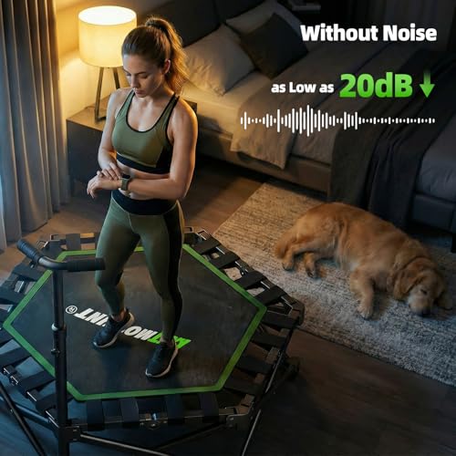 East Mount Foldable Mini Trampoline Indoor, Folding Rebounder Trampoline for Adults with Handles, Exercise Rebounder, Small Trampoline for Adults, for Indoor Garden Workout