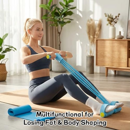 Pedal Resistance Band, 6 Tube Blue Foot Pedal and Handles Resistance Bands Set, Multifunction Pull Up Assistance Bands for Home Gym Workout Equipment, Space Efficient Fitness Training Solution