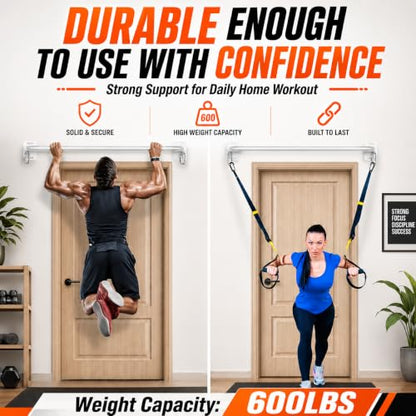 Wall Mounted Pull Up Bar - Heavy Duty Chin Up Bar, Pull-Up Bar for Garage, Joist, Wall Mount - Multifunctional Fitness Bar, Supports up to 600 Lbs - color: White01