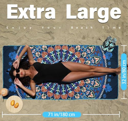 Widdonen Microfiber Beach Towel,Compact 2 Pack-71x32 Inch with Bag Travel - color: 2 Pack Mandala