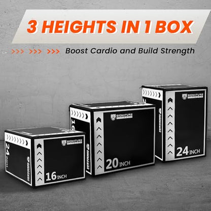 Fitvids Plyo Box, 3-in-1 Foam Plyometric Jump Box, 16”x20”x24” Box Jump for for Home Gym Training Fitness Workout Exercise - color: Black/White