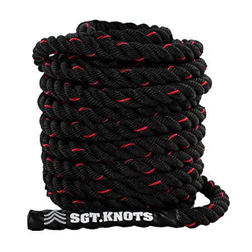 SGT KNOTS Twisted Battle Rope - Weighted Exercise Rope for Strength Training, CrossFit, Battling, Climbing & the Gym (1", 1.5", 2") - size: 1" x 50ft