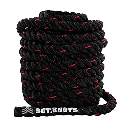 SGT KNOTS Twisted Battle Rope - Weighted Exercise Rope for Strength Training, CrossFit, Battling, Climbing & the Gym (1", 1.5", 2") - size: 1" x 50ft