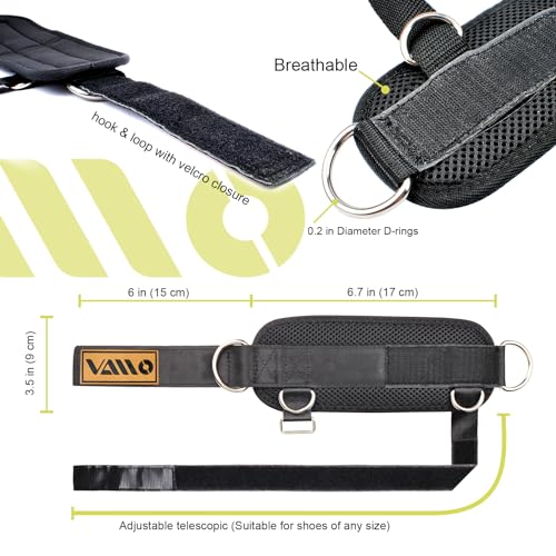 VAIIO Ankle Straps for Cable Machines,Adjustable Comfort fit Neoprene, Reinforce Double D-Ring - Premium Ankle Cuffs to Improve Abdominal Muscles, Lift The Butts, Tone The Legs for Men & Women