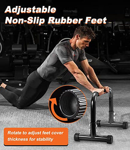 Push Up Bar, 12" High Parallettes Bars & Dip Bar With Full-Cover Foam Handles, No Wobbling Calisthenics Equipment For Handstand, L-Sit, Gymnastics, Strength Training Home Gym