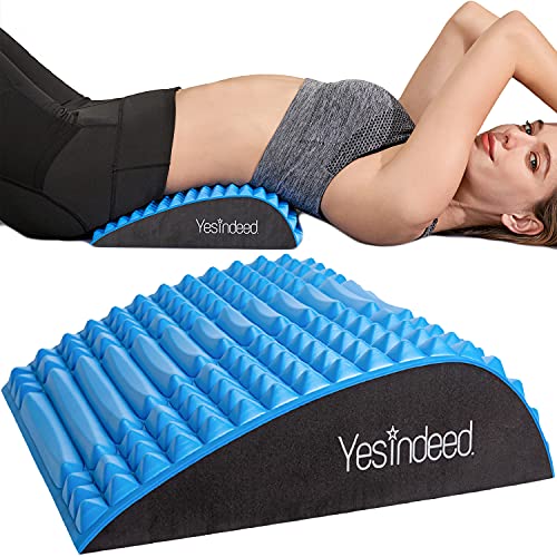 YESINDEED Back Stretcher Pillow – Pain Relief for Lower Back, Lumbar Support, Posture Correction, Sciatica Aid, Orthopedic Design, Easy to Use at Home, Office, or Anywhere, Orthopedist Recommended - color: Blue