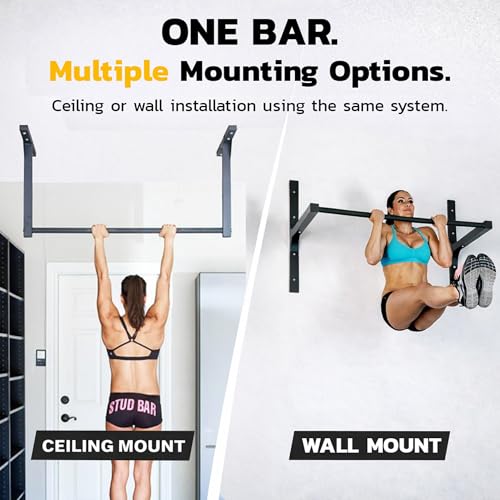 Heavy-Duty Pull-Up Bar – Ceiling or Wall Mount – Gym-Quality Steel, 600 lb Capacity – Fits 9 ft Ceilings
