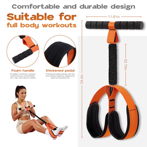 2026 Upgrade Pedal Resistance Bands with Handle, Thickened Latex Tubes and Soft Foam Fabric Foot Pedal, Figure 8 Resistance Band Set, Full Body Workout Equipment for Core Abs Waist Arms Back Training
