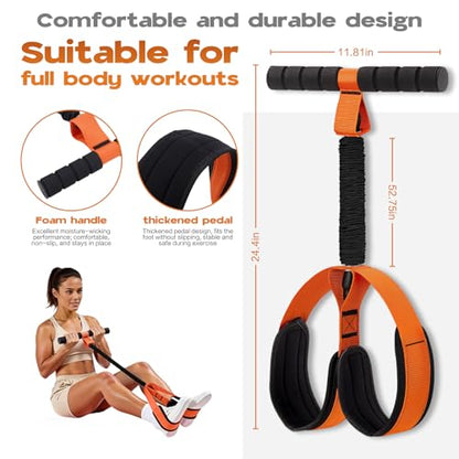 2026 Upgrade Pedal Resistance Bands with Handle, Thickened Latex Tubes and Soft Foam Fabric Foot Pedal, Figure 8 Resistance Band Set, Full Body Workout Equipment for Core Abs Waist Arms Back Training