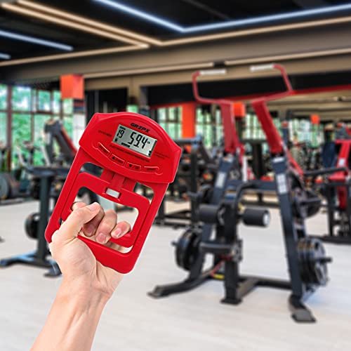 Digital Hand Dynamometer Grip Strength Measurement Meter Auto Capturing Electronic Hand Grip Power 198Lbs / 90Kgs - color: Red