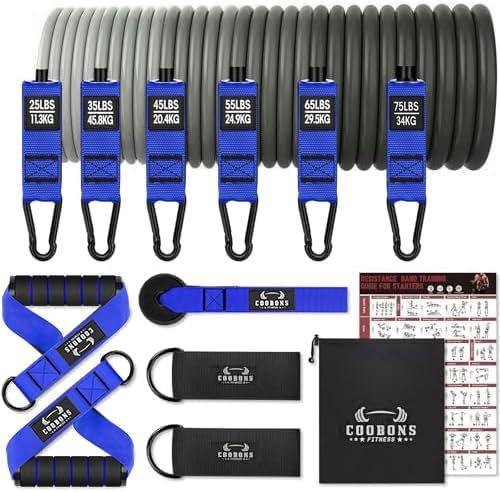 Heavy Resistance Bands for Working Out, 300LBS Exercise Bands with Handles, Workout Bands for Men, Weight Fitness Bands Set for Muscle Training, Strength, Slim, Yoga, Home Gym Equipment - color: Black, Blue, style: 300LBS