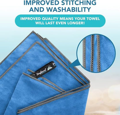 Youphoria Microfiber Travel Towel Fast Drying Lightweight - Quick Dry Towel for Camping, Beach, Backpacking, Hiking & Sport - color: Blue/Gray, style: 28" x 56" (Medium)
