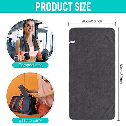 Microfiber Gym Towels Super Absorbent Compact Travel Workout Towel Quick Dry Camping Sweat Towel for Sports Beach Swimming Backpacking Hiking and Yoga Men Women 16 Inch X 32 Inch