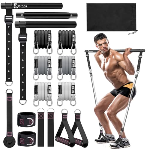 Pilates Bar Kit with Resistance Bands,Pilates Bar with Stackable Bands Workout Equipment for Legs,Hip,Waist and Arm,Exercise Fitness Equipment for Women & Men Home Gym Yoga Pilates - color: Jet Black