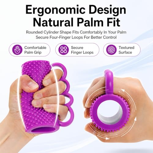 Hand Exercise Grip Ball for Grip Strength Training, 4-Finger Squeeze Ball, Textured Silicone Finger Exerciser for Stroke Hand Exercise, Arthritis and Carpal Tunnel Routines and Stress Relief