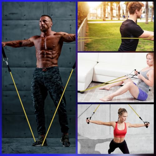 VEICK Resistance Bands, One Single Exercise Bands, Workout Bands Resistance Training for Home Workouts Fitness Pilates - color: Yellow(10LBS) + Handles