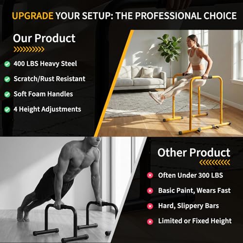 NEWBULIG Dip Bar Station, Adjustable Parallel Parallettes Bar with Soft High-Density Foam Handles, Heavy Duty Dip Stands Workout Equipment for Home, Gym, Patio, Office