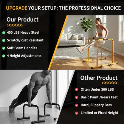 NEWBULIG Dip Bar Station, Adjustable Parallel Parallettes Bar with Soft High-Density Foam Handles, Heavy Duty Dip Stands Workout Equipment for Home, Gym, Patio, Office