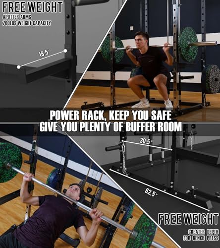 Eonfit E2 Power Cage，1500LB Squat Rack with Cable Crossover System.Multi-Function Power Rack for Home Gym.All-in-One Squat Rack with More Training Attachments