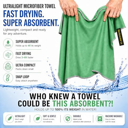 Backpacking Ultralight Quick Dry Microfiber Soft Fast Drying Hand and Face Towel Wash Cloth Camping Yoga Hiking Active Lifestyle (Green, Medium16x28) - color: Green, size: Medium