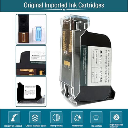 Phezer Original 42ml Black Quick Dry Solvent Ink Cartridge Replacement for 0.5inch/12.7mm Handheld Mini Inkjet Printers PC11 (Black) - color: PC11 Printer Ink (Black)