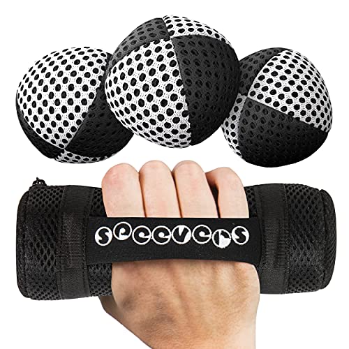 speevers Weighted Juggling Balls for Fitness 650g, Set of 3 Power XBalls with Carry Pouch, Fun Indoor Home Workout Aids for Weight Loss and Training, Best Exercise Gifts for Men and Women - color: Black - White