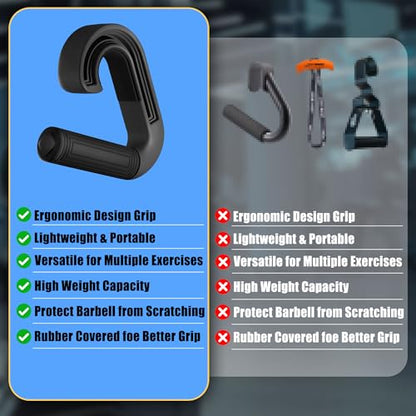 Pull Up Handles Neutral Grip: Portable Barbell Grip with 2 Detachable Straps for Cable Machine LAT Pull Down T-bar Row Deadlift Shrug - color: Black