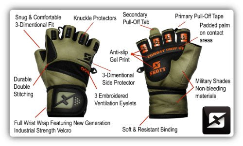 Tactical Green Weightlifting Gloves Military Style Gym with Wrist Wrap Support Anti-Slip Gel Grip Flexible Finger Protection Durable Training for Fitness and Exercise (Unisex) - size: Large