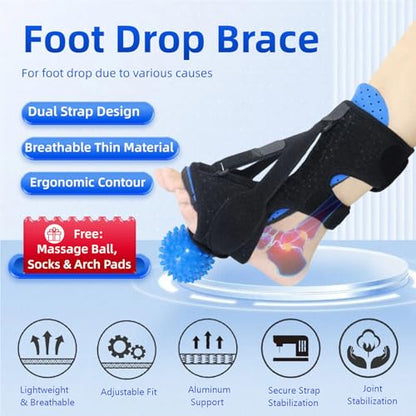 Plantar Fasciitis Night Splint with Massage Ball, Arch Pads & Socks, Adjustable Foot Brace for Achilles Tendonitis, Heel Spur, Foot Drop Relief – Lightweight Night Splint for Men and Women - color: Pink