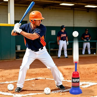 KAK Baseball Training Tee Ball Popper, Pop Up Baseball Trainer with Baseball Bat & 2 Practice Balls, Hitting Tee for Perfect Swings, Batting Practice Equipment Indoor Outdoor, No Pitcher Required