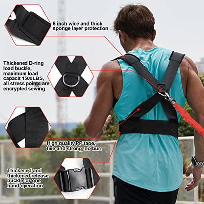 Resistance Running Training Bungee Band, Bungee Resistance Cord Set, Long Resistance Band, Lateral Movement Sprint Overspeed Training Fitness for Fast
