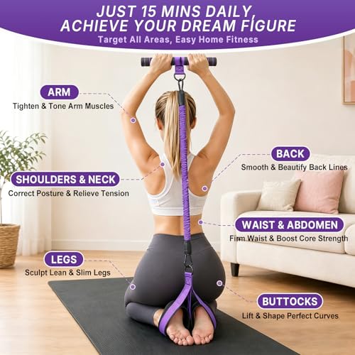 Upgraded Pedal Resistance Band with Handle, Protective Nylon Sleeves & Adjustable 30/60LBS, Sit-up Workout Equipment for Core/ABS, Waist, Arm, Leg, Portable Home Gym for Men & Women Body Shaping