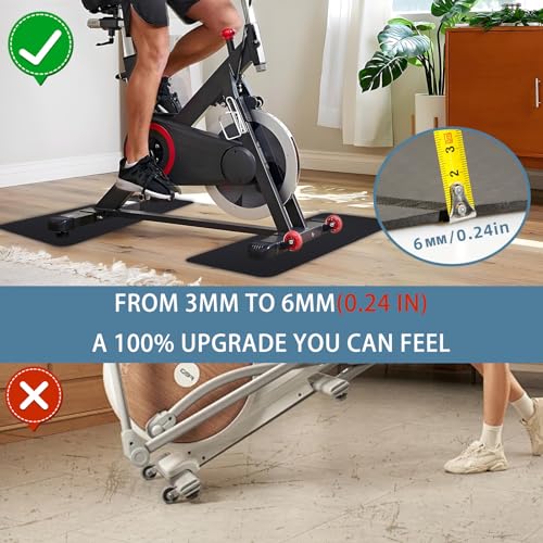 2PCS 0.24" Thick Mat Pads for Peloton Bike & Concept 2 Rower – Non-Slip Compact Floor Protectors for Small Spaces, Home Gym Use on Hardwood, Carpet & Tile, 25"x11.8"