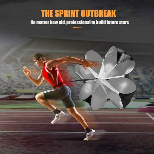 Running Parachute for Speed Training, 56 inch Resistance Parachute for Athletes, Sprinting & Football Training Equipment with Adjustable Waist Belt, Drag Chute to Improve Velocity & Explosive Power