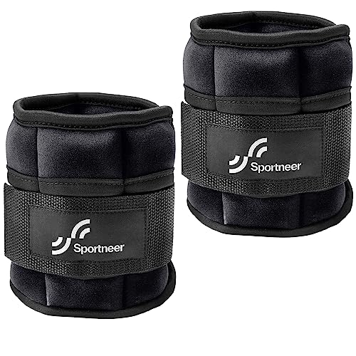 Sportneer Adjustable Ankle Weights for Women and Men 7 lbs/Pair Adjustable Leg Weights with Secure Straps, Strength Training Weighted for Yoga, Walking, Running, Aerobics, Gym, Physical Therapy - color: Black