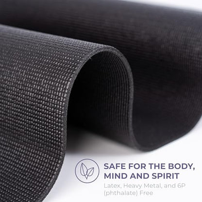 Ascend 6mm Thick Yoga Mat, 72x24in - color: Black - Solid