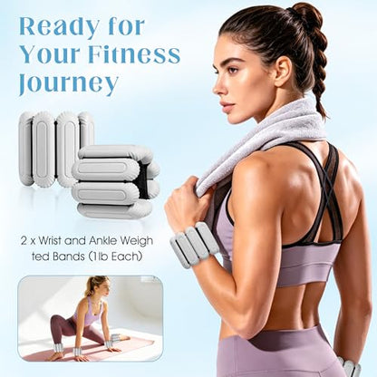 Wrist Weights for Women & Men, 2lb Silicone Wrist Ankle Weights - color: Grey