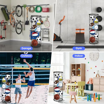 Garage Ball Storage Rack for Basketball & Soccer, Metal Wall-Mount - size: Medium size