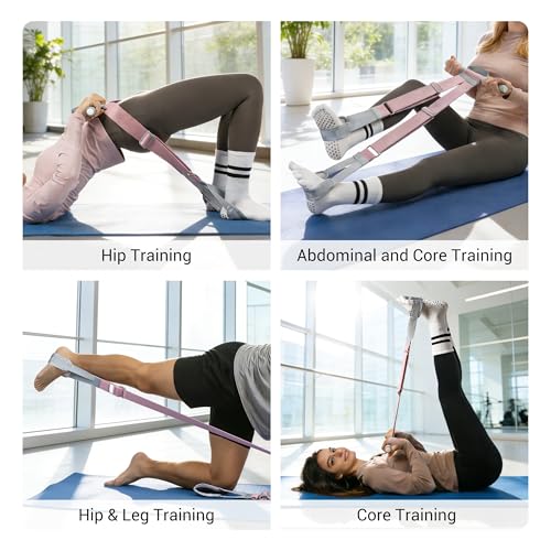 Foot Pedal Resistance Band for Women Core Workout, Fabric Resistance Band with Handles 150lb Full-Body Exercise Band for Arm & Leg Muscle Training, Adjustable & Fixed Length Options - style: Adjustable