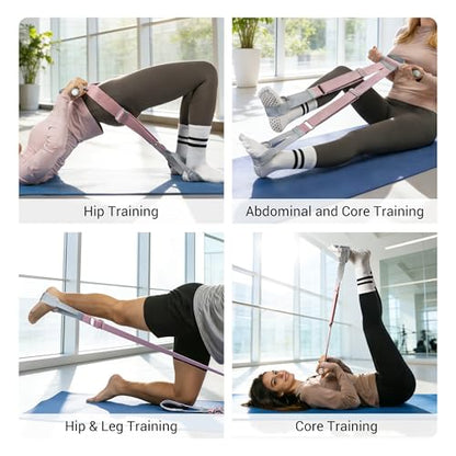 Foot Pedal Resistance Band for Women Core Workout, Fabric Resistance Band with Handles 150lb Full-Body Exercise Band for Arm & Leg Muscle Training, Adjustable & Fixed Length Options - style: Adjustable