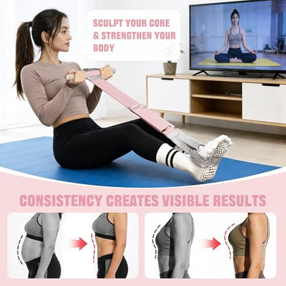 Foot Pedal Resistance Band for Women Core Workout, Fabric Resistance Band with Handles 150lb Full-Body Exercise Band for Arm & Leg Muscle Training, Adjustable & Fixed Length Options - style: Adjustable