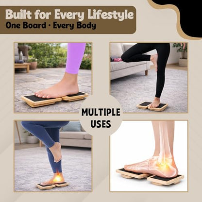 Ankle Strengthener & Axis Board, Bamboo Ankle Balance Board for Physical Therapy, Blackboard Foot Trainer & Foot Strengthener, Giboard for Balance Training, Axisboard for Leg Stability