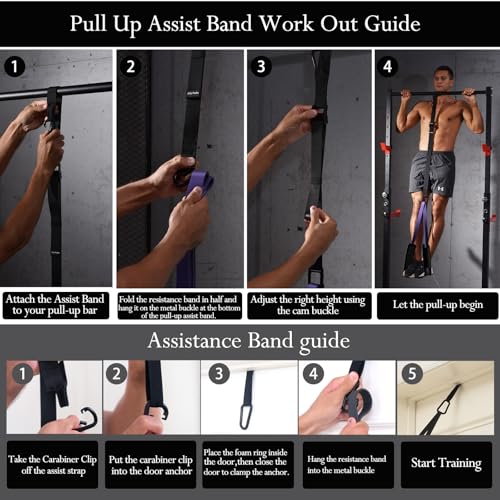 Ally Peaks Pull Up Assistance Bands，Heavy Duty Resistance Band for Pull Up Bar，Adjustable Weight/Size with Fabric Feet/Knee Rest Pull up bands,Up to 410lbs Assistance，resistance bands and assist bands - style: 4 resistance bands+Fabric Feet