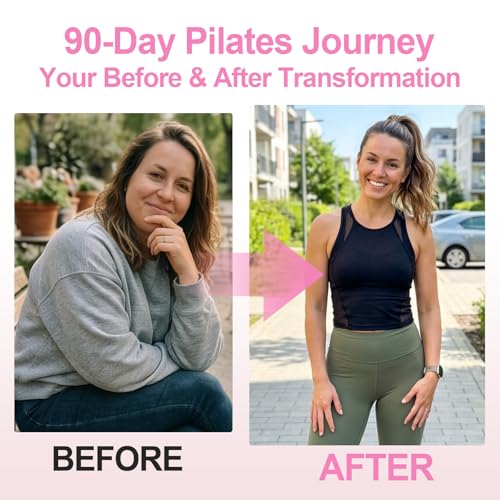Home Pilates Ring and Ball Set for Women with 5 Resistance Bands 13 inch Magic Circle Workout Starter Kit for Beginners Full Body Toning 15 Min Daily Routine - color: Pink Mix