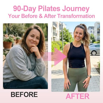Home Pilates Ring and Ball Set for Women with 5 Resistance Bands 13 inch Magic Circle Workout Starter Kit for Beginners Full Body Toning 15 Min Daily Routine - color: Pink Mix