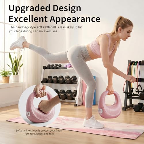 Soft Kettlebell, Kettlebells Anti-Slip Grip with Cushioned Impact-Resistant Base, Strength Training Kettlebells Sets for Home Workouts, Kettlebell for Women/Men/Beginners (6LB/10LB/15LB)