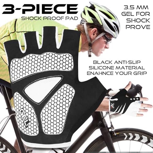 BEAST RAGE Half Finger Cycling Gloves for Men Women, Gel Padded Anti-Slip Shock Absorbing Weight Lifting Gym Gloves Cycle Mountain Bike Gloves for MTB, Biking, Hiking - color: Grey