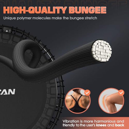 BCAN BT2 Mini Rebounder Trampoline for Adults|Bungee|No Handle|FED Fitness - color: 40-Black, size: 40IN