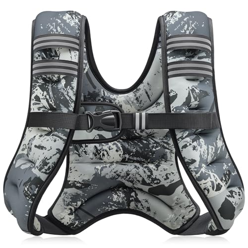 ZELUS Weighted Vest, 6lb/8lb/12lb/16lb/20lb/25lb/30lb Weight Vest with Reflective Stripe for Workout, Strength Training, Running, Fitness, Muscle Building, Weight Loss, Weightlifting - color: Urban Gray Camo, size: 8lb